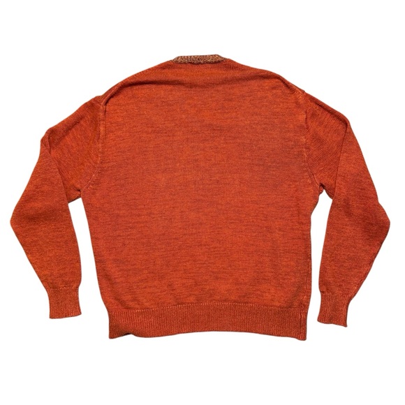 Paul Stuart Men's Orange V-Neck Irish Linen Made in Ireland Sweater Size XL - Picture 2 of 7